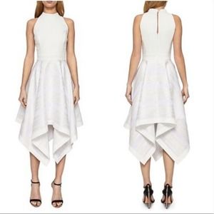 Ted Baker Ayesaa Ivory White Jacquard Handkerchief Hem Dress Size 3 (US Size 8)